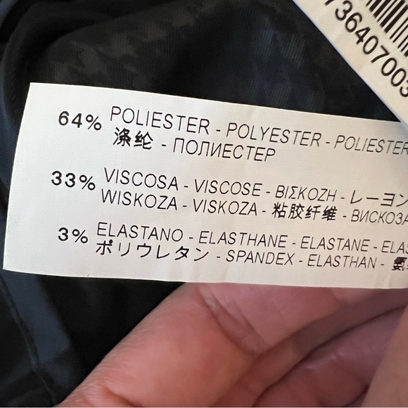 Zara Houndstooth Fitted Sheath Dress Black & White Size Medium Herringbone Work - Picture 9 of 9